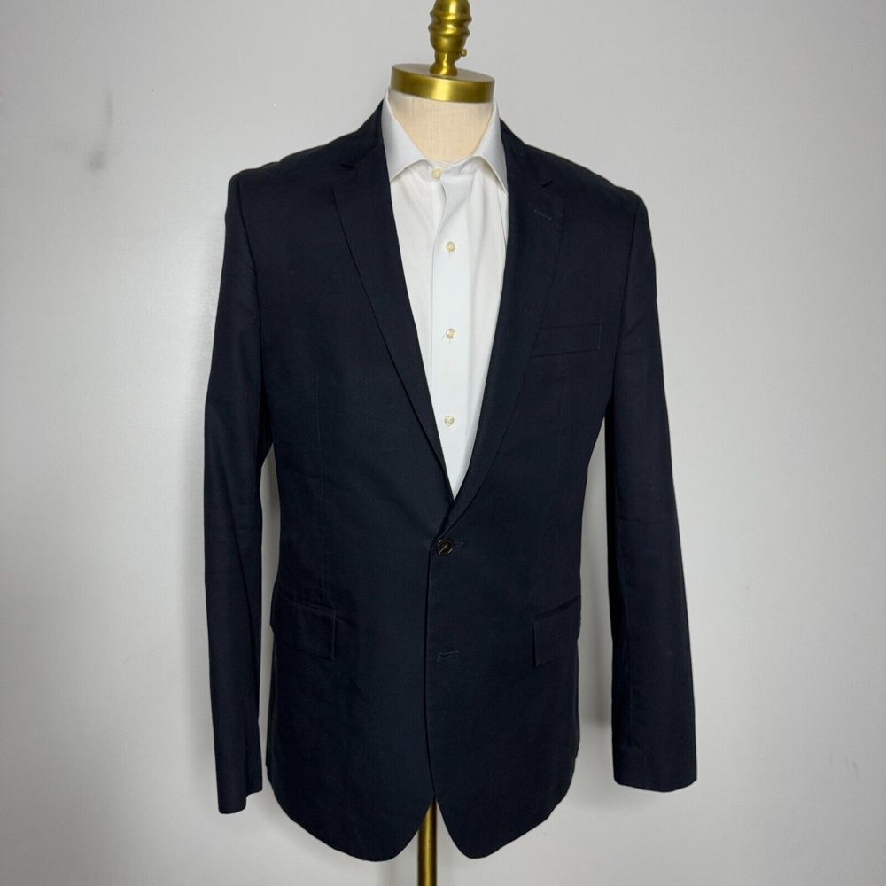 J Crew Thompson 42L Blazer Sport Coat Mens Solid Black Cotton